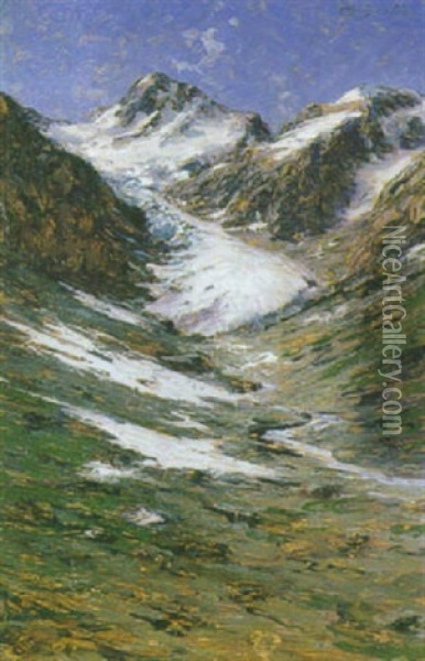 Le Glacier De La Pilatte, La Berarde En Oisans Oil Painting - Charles Alexandre Bertier