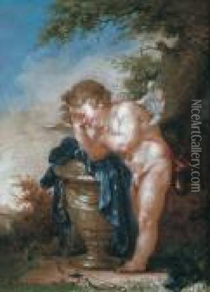 Der Trauernde Amor Oil Painting - Januarius Zick