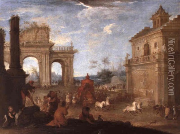 Le Triomphe D'alexandre Oil Painting - Johann Wilhelm Baur