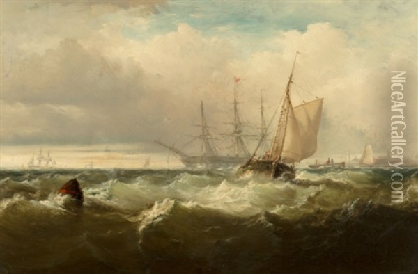 Storm Off New Castle, Delaware Oil Painting - Edward Moran