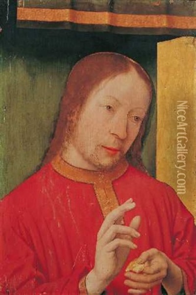 Christus Segnet Das Brot Oil Painting - Jan (Joannes Sinapius) Mostaert