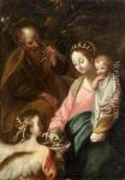 Rest On The Flight Into Egypt Also Known As Oil Painting - Francesco Vanni