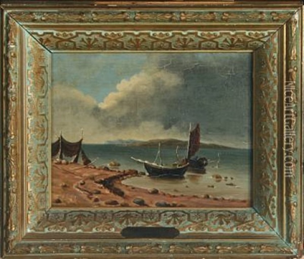Coastal Scenery With Smal Boats Oil Painting - Daniel Hermann Anton Melbye