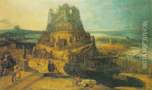The Building Of The Tower Of Babel Oil Painting - Hendrick van Cleve III