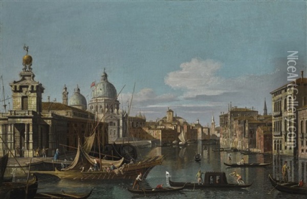 Venice, A View Of The Grand Canal Looking West Towards The Church Of The Santa Maria Della Salute Oil Painting -  Canaletto