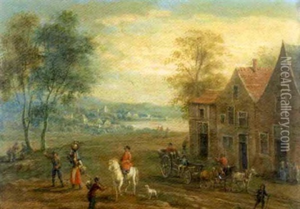 La Carriole Devant La Maison Oil Painting - Franz de Paula Ferg