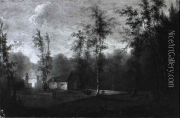 Paysage De Riviere Avec L'entree D'un Parc Oil Painting - Simon Mathurin Lantara