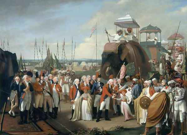 The reception of the Mysorean Hostage Princes by Lieutenant General Lord Cornwallis 1738-1805 Oil Painting - Robert Home