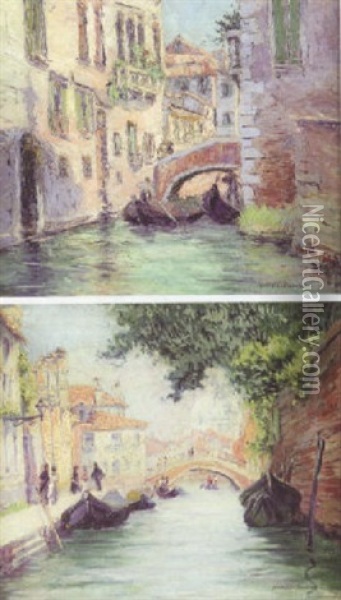 Venetian Canal Scene Oil Painting - Harriette Bowdoin