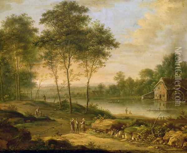 Landscape with a Mill Oil Painting - Johann Christian Vollerdt or Vollaert