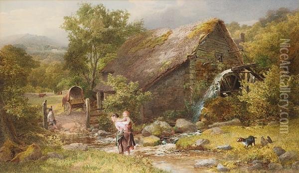 The Water Mill At Chagford, Devon Oil Painting - John Henry Mole