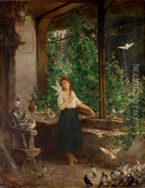 Feathered Friends Oil Painting - Carl Heinrich Hoff the Elder