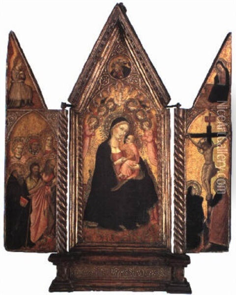 The Madonna And Child Enthroned With Angels Oil Painting - Agnolo di Taddeo Gaddi