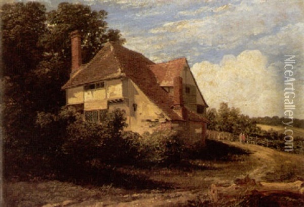 A Cottage Near Kinfield, Kent Oil Painting - Thomas Christopher Hofland