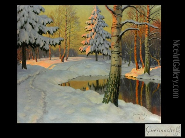 Winterliche Waldlandschaft Oil Painting - Mikhail Markianovich Germanshev