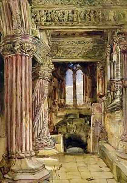 Rosslyn Chapel Scotland Oil Painting - Alexander Jnr. Fraser