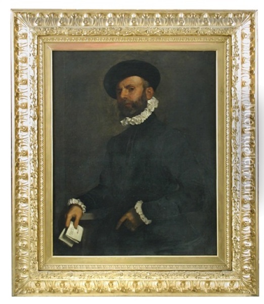 Portrait Of A Bearded Man Holding A Letter ('l'avvocato') Oil Painting - Giovanni Battista Moroni