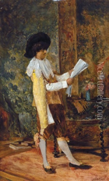 Lesender Mann Oil Painting - Hans Makart