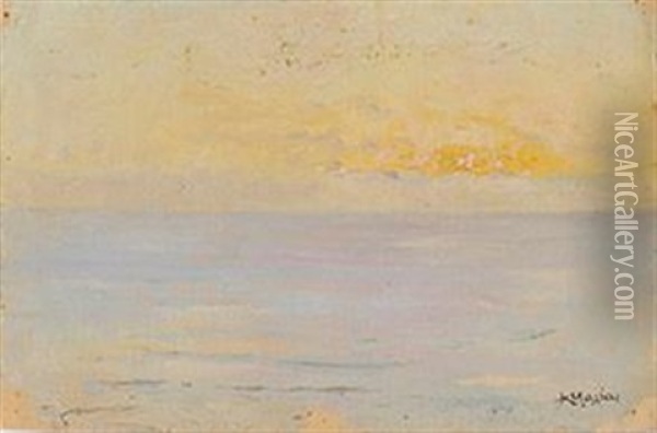 Coucher De Soleil Sur La Mer Oil Painting - Konstantinos Maleas