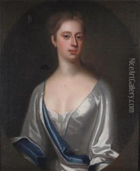 Portrait Of A Lady, A Relative Of Elizabeth Scudamore Oil Painting - Enoch Seeman