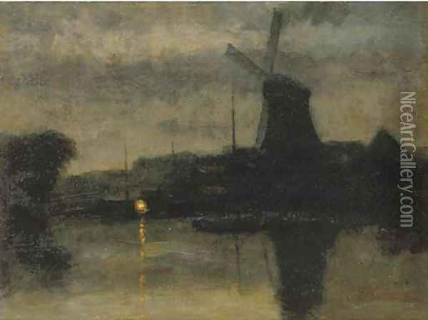 A river at night Oil Painting - Eduard Karsen