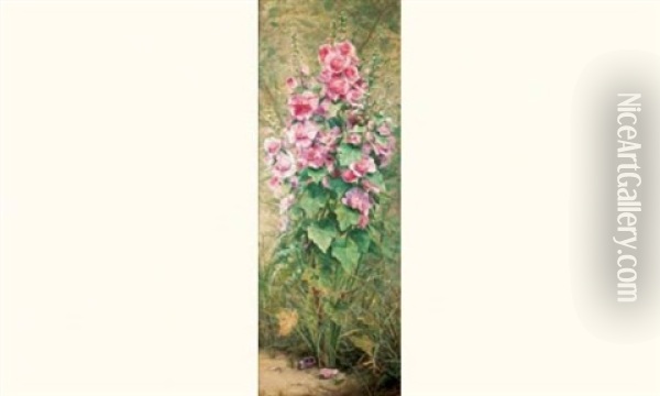 Roses Tremieres Oil Painting - Auguste Nobillet