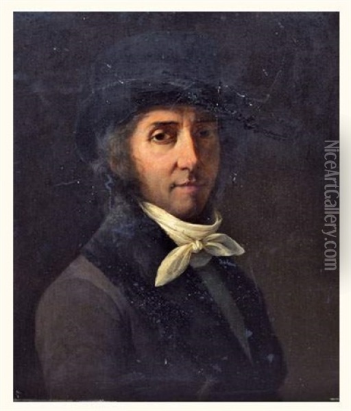 Autoportrait Oil Painting - Pierre-Toussaint Dechazelle