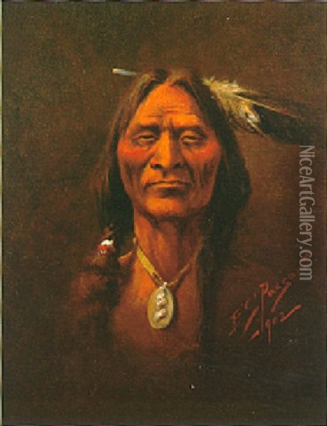 Indian Portrait Oil Painting - Edgar Samuel Paxson