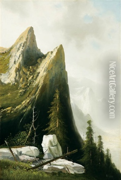 Union Point, Yosemite Valley Oil Painting - Thomas Hill