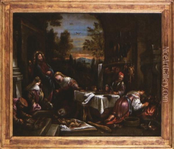 Jesus Chez Marthe Et Marie Oil Painting - Jacopo dal Ponte Bassano