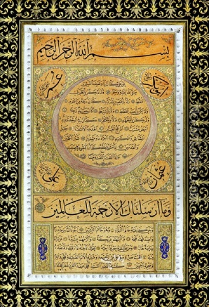 Hilye-i Serife Oil Painting - Mehmed Abduelaziz Rufai