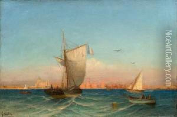 Le Port De Marseille. Oil Painting - Louis Francois Gautier