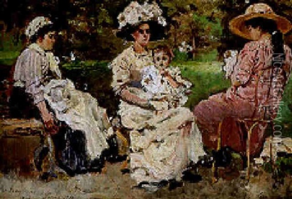 Dans Le Parc Monceau Oil Painting - Raffaele Ragione