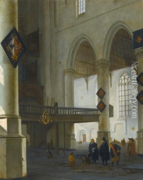 The Oude Kerk, Delft, With A View Of The Organ Loft From The Southern Aisle Oil Painting - Hendrick Cornelisz van der Vliet