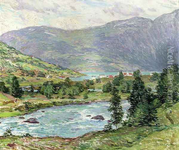 Mountain Lakes, Olden, Norwas Oil Painting - Willard Leroy Metcalf