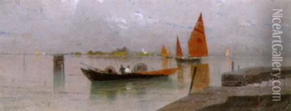 Fischerboote Vor Venedig Oil Painting - Pietro Fragiacomo