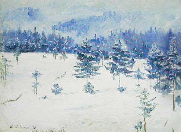 Pejzaz Zimowy Z Zakopanego, 1924 R. Oil Painting - Wincenty Wodzinowski