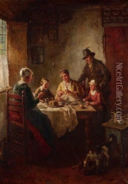 Familie Am Kaffeetisch Oil Painting - Bernard de Hoog