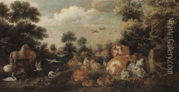 The Garden Of Eden Oil Painting - Gillis Claesz De Hondecoeter