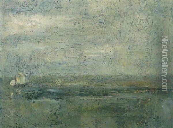 Marine Gris Au Voilier Oil Painting - James Ensor