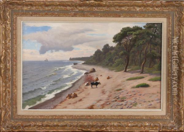 Strand Med Kor Oil Painting - Carl Wilhelm Jaensson