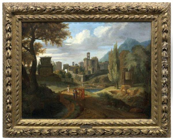 Blick Auf Rom Und Das Forum Romanum Mit Figuren Im Vordergrund Oil Painting - Francisque I Millet