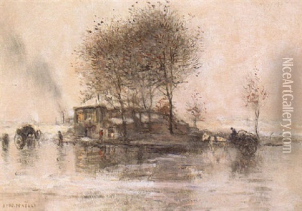 Les Environs De Paris Sous La Neige Oil Painting - Jean Francois Raffaelli