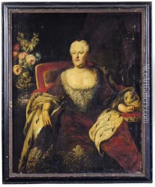 Portrait Of A Lady (christine Louise, Duchess Of Brunswick, Wife Of Duke Ludwig Rudolph?) Oil Painting - Johann Conrad Eichler