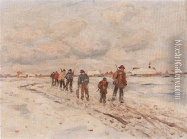 Folkliv - Vinterlandskap Oil Painting - Wilhelm von Gegerfelt