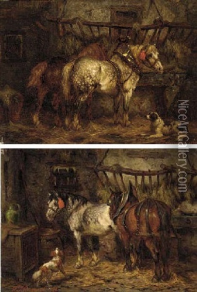 In The Stables Oil Painting - Willem Jacobus Boogaard