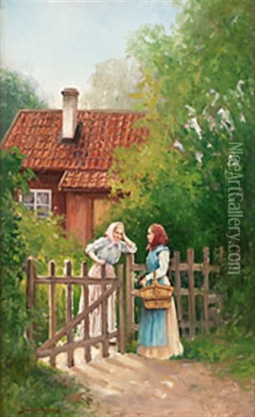 Vid Grinden Oil Painting - Johan Severin Nilsson