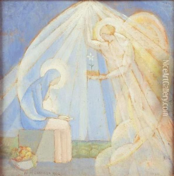 L'annonciation, 1924 Oil Painting - Angel Zarraga Arguelles