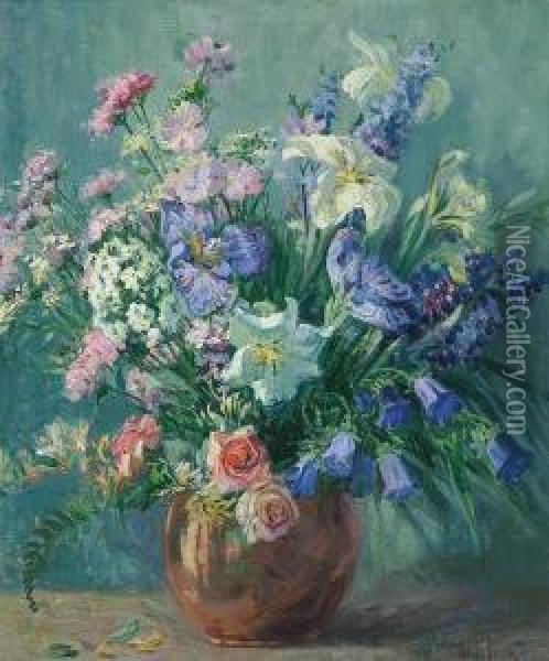 Floral Bouquet Oil Painting - Matilda Wyck Van Browne