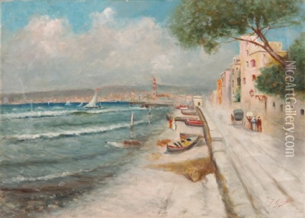 Am Strand Vor Neapel Oil Painting - Fausto Giusto